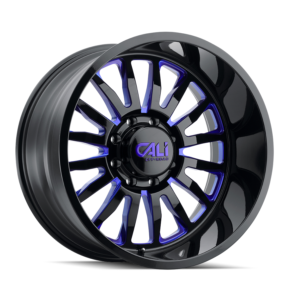 CALI OFF-ROAD SUMMIT 24x14: Gloss Black Milled Prism Blue Wheels - Unleash Your Adventure!