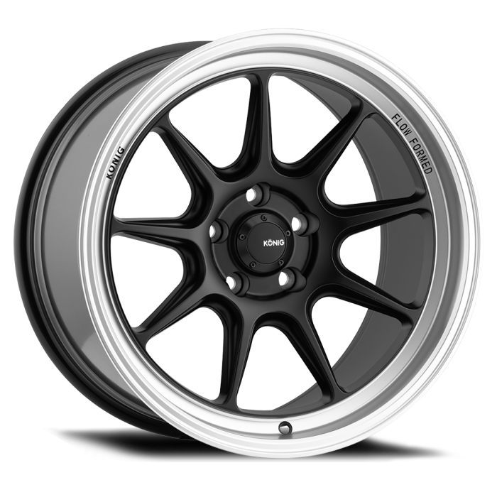 Stunning KONIG COUNTERGRAM 18X8.5 Wheels - Matte Black & Matte Machined Lip