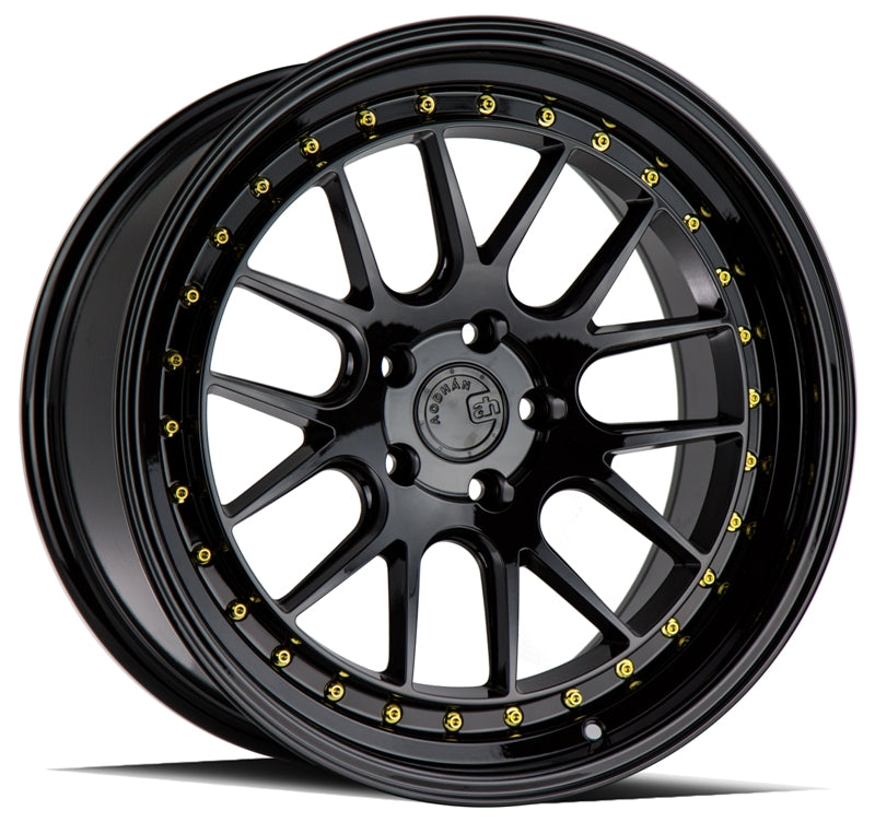 Stunning Aodhan DS06 Wheels - 18x8.5, Gloss Black with Gold Rivets, Get Yours Now!