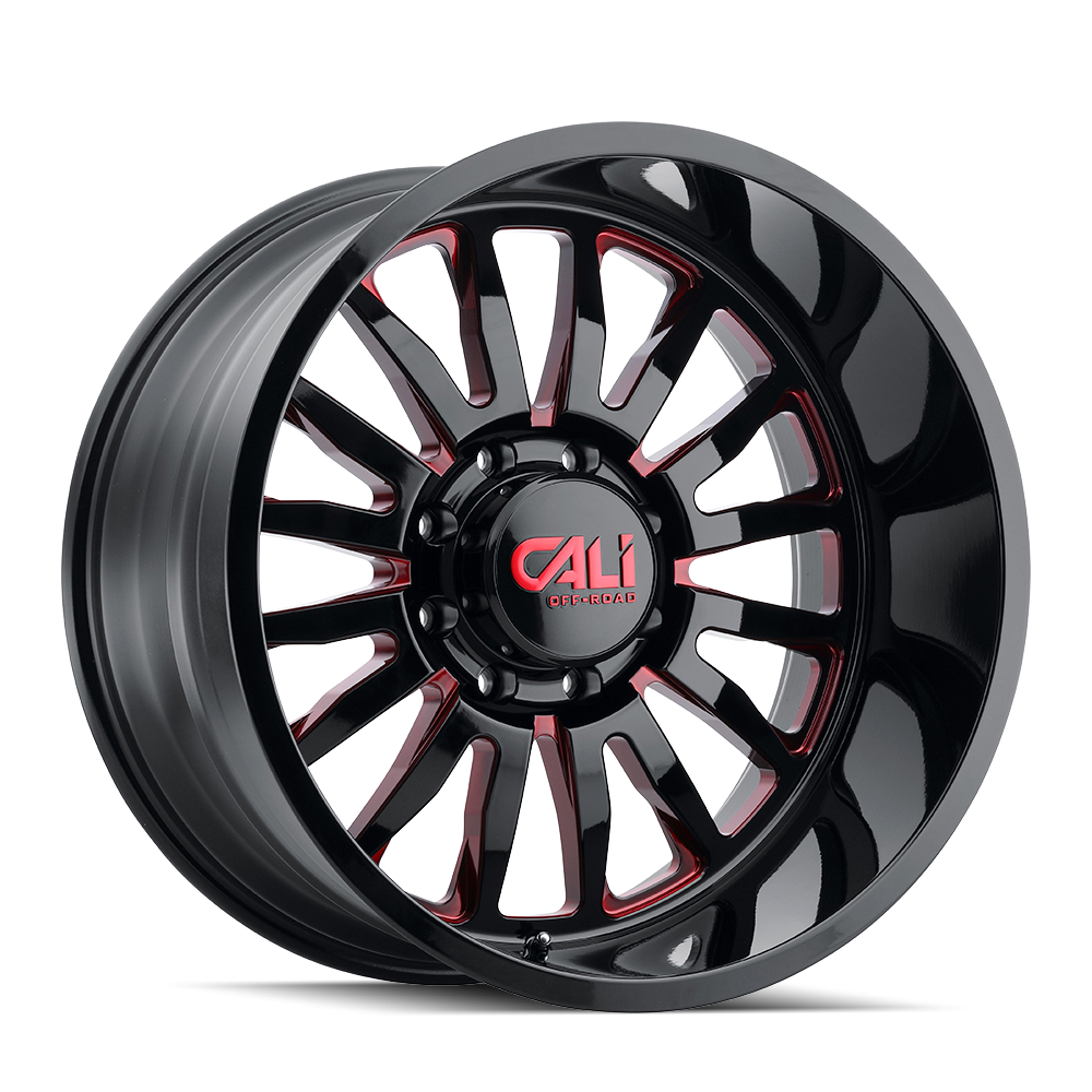 Unleash Your Adventure with CALI OFF-ROAD SUMMIT 24x14 Gloss Black Milled Prism Red Wheels