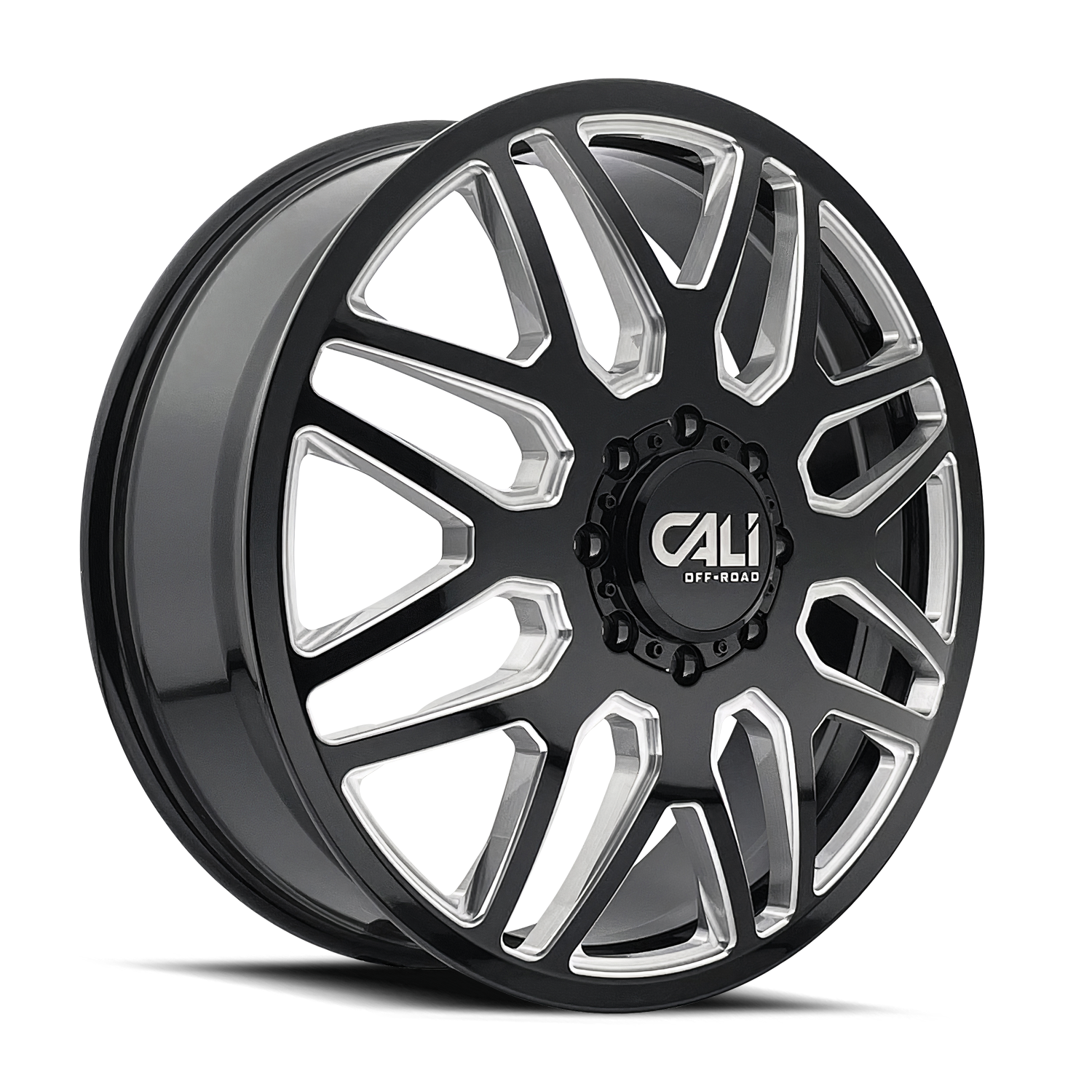 Unleash the Beast: CALI OFF-ROAD INVADER DUALLY 22x8.25 Gloss Black Milled Wheels