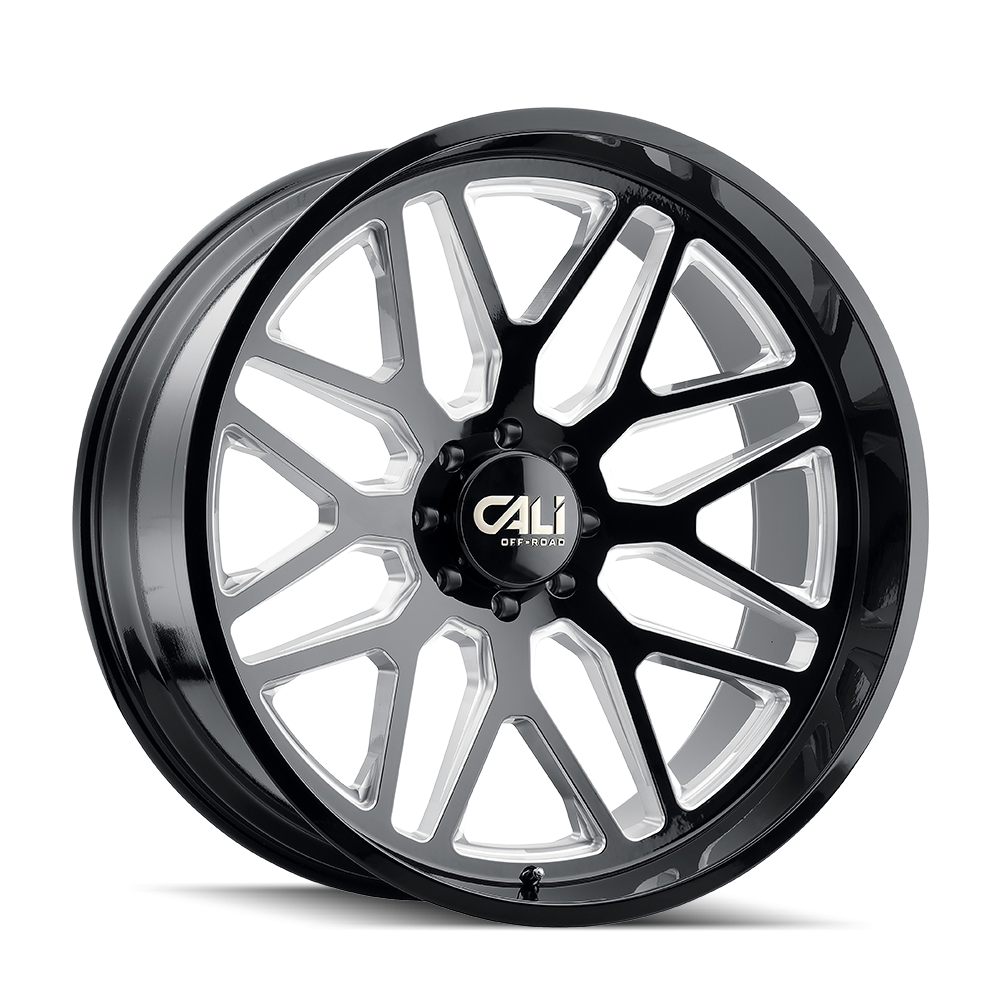 CALI OFF-ROAD INVADER: 22x12 Gloss Black Milled Wheels - Conquer Any Terrain!
