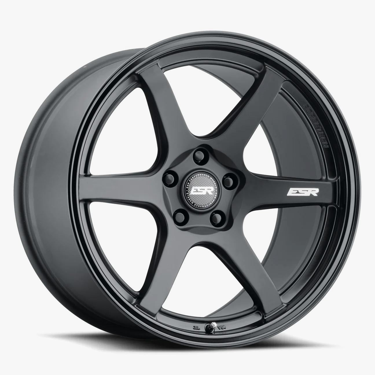ESR AP6 18x10.5 5x108 Custom Drill Wheels: Matte Black Face & Gloss Black Lip